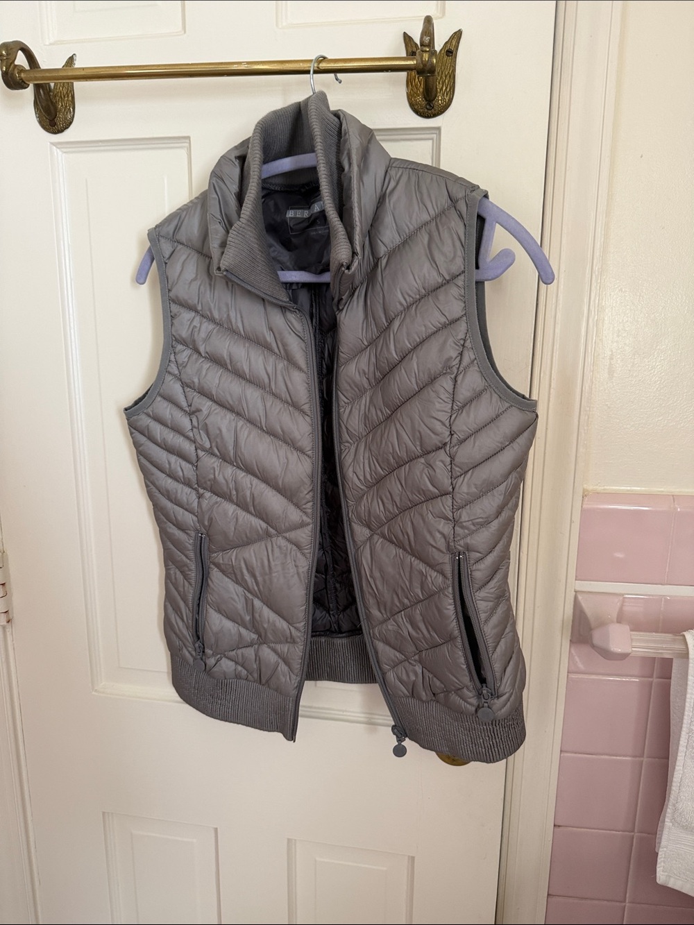 Bernardo Gray Quilted Puffer Vest